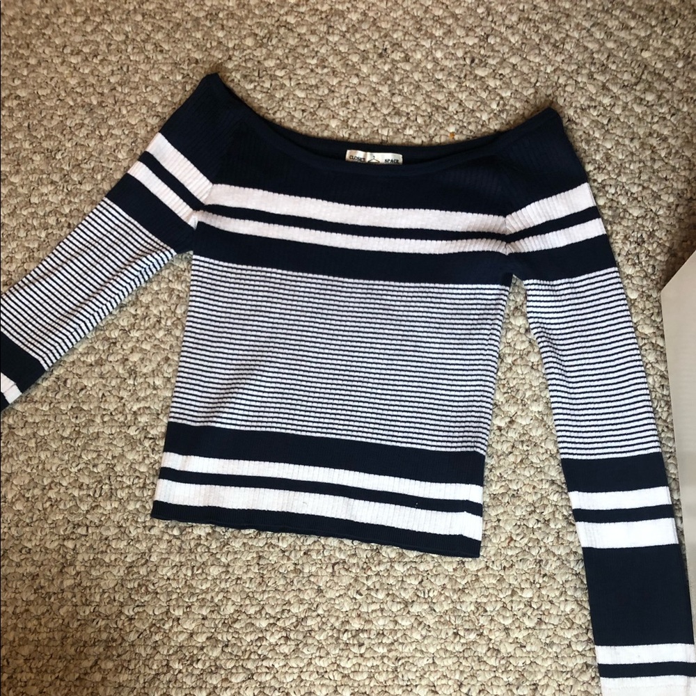 Off the shoulder cropped sweater